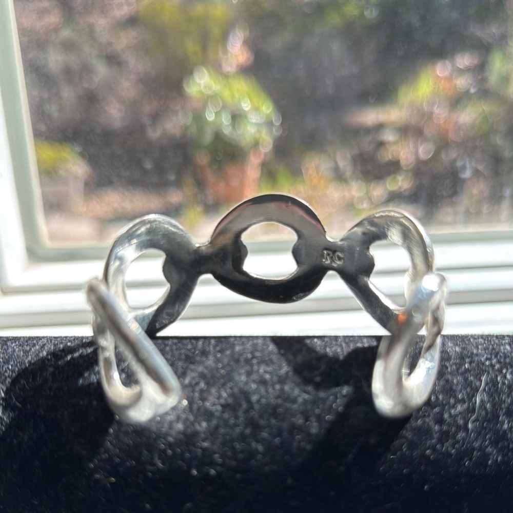 Modern Silver Interconnected Circle Bracelet - image 2